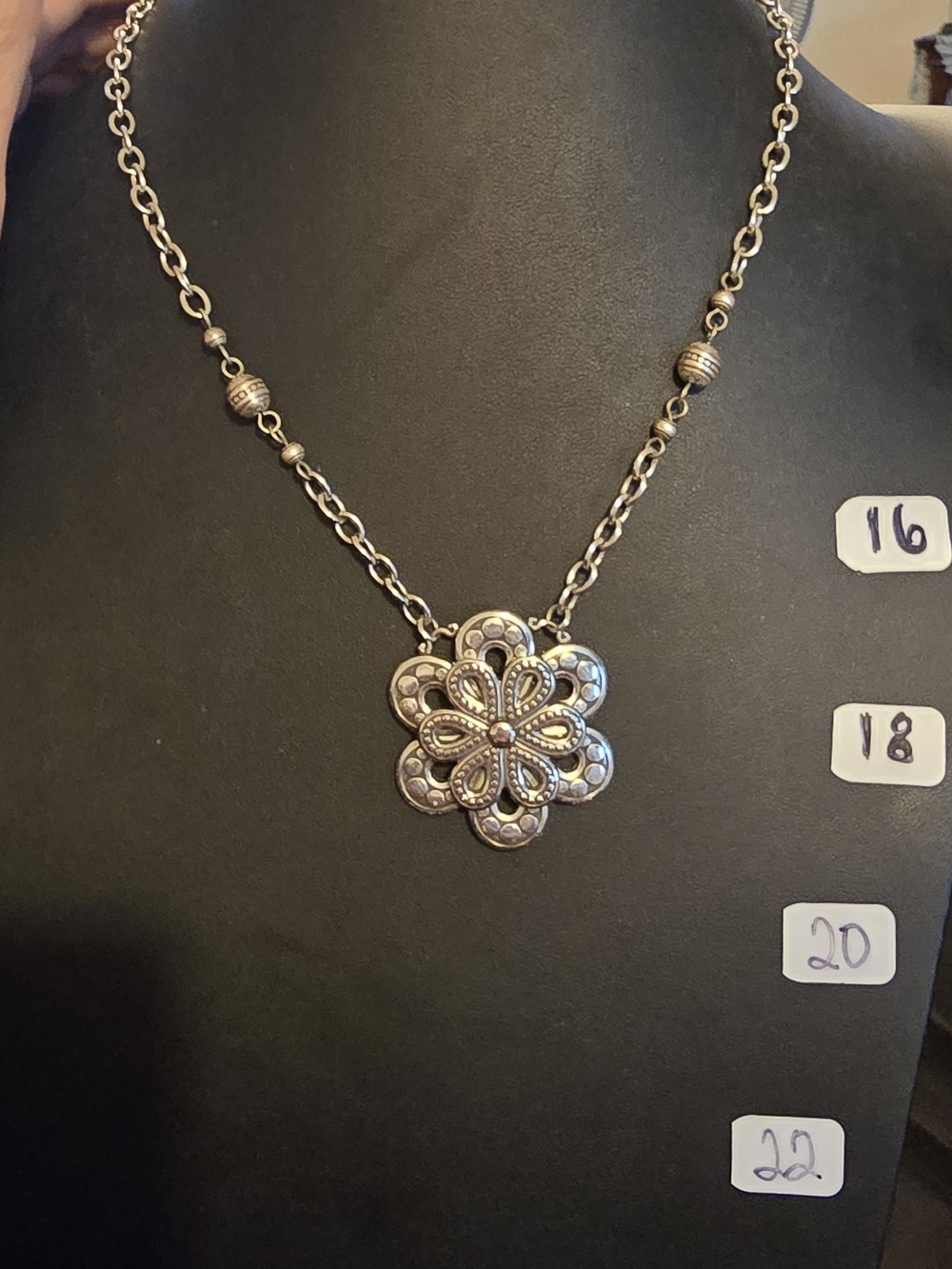 Vintage, Retired Brighton two-tone floral pendant necklace.